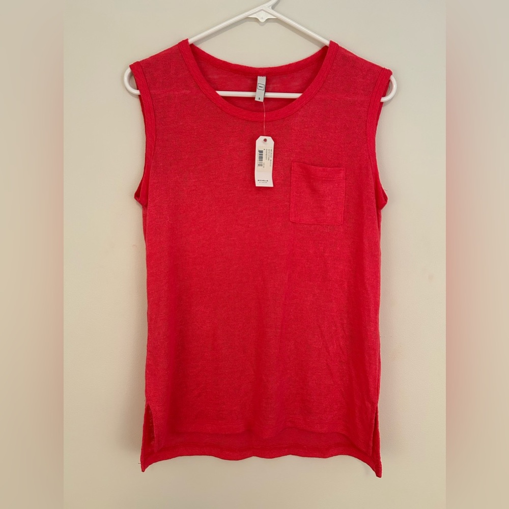 NEW WITH TAGS Red Knit Tank Top with Front Pocket